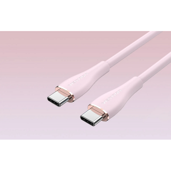 Кабель Vention USB 2.0 C Male to C Male 5A Cable 1.5M Pink Silicone Type (TAWPG)