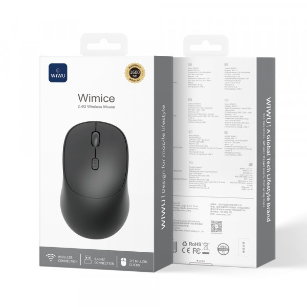 Маніпулятор миша бездротова WIWU 2.4G Wireless Mouse WM112 Black (6976975619483)