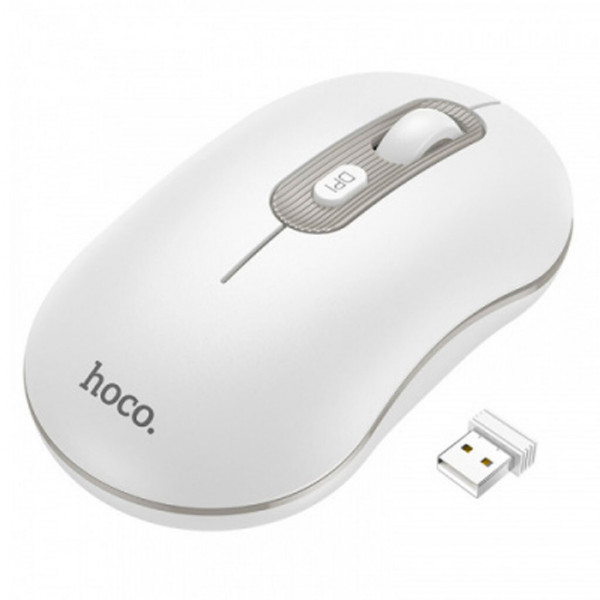 Маніпулятор миша HOCO GM21 Platinum 2.4G business wireless mouse White Gray (6931474790958)