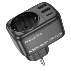 Мережевий фільтр BOROFONE BAC14 Wide 1-socket wall outlet (1C2A) (EU/GER) Black