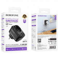 Мережевий фільтр BOROFONE BAC14 Wide 1-socket wall outlet (1C2A) (EU/GER) Black