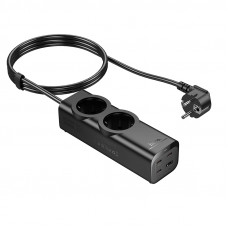 Мережевий подовжувач HOCO NS10 Wisdom 2-position (PD67W/3C1A) desktop socket (EU/GER) Чорний