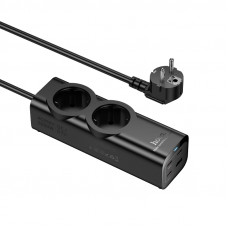 Мережевий подовжувач HOCO NS10 Wisdom 2-position (PD67W/3C1A) desktop socket (EU/GER) Чорний