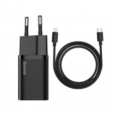 Мережевий зарядний пристрій Baseus Super Si 1C 20W With Simple Wisdom Data Cable Type-C/iP 1m Чорний