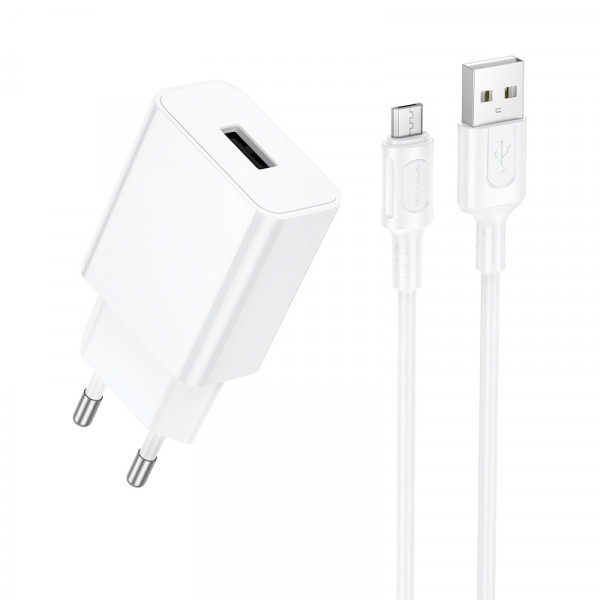 Мережевий зарядний пристрій BOROFONE BA110A Lemi single port charger set (Micro) (EU) White (6941991126956)