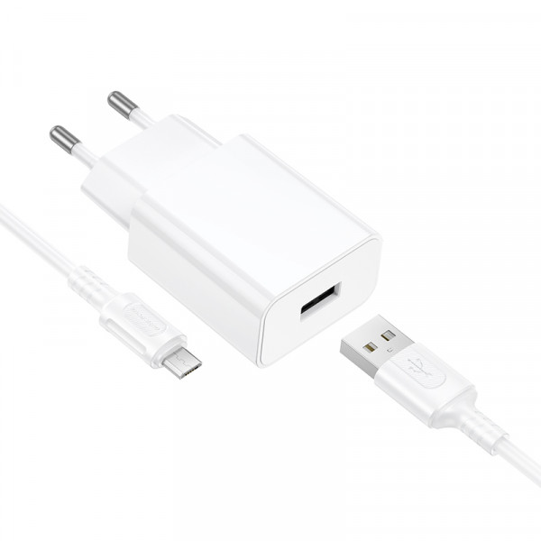 Мережевий зарядний пристрій BOROFONE BA110A Lemi single port charger set (Micro) (EU) White (6941991126956)