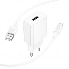 Мережевий зарядний пристрій BOROFONE BA110A Lemi single port charger set (Micro) (EU) White (6941991126956)