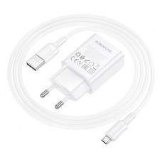 Мережевий зарядний пристрій BOROFONE BA110A Lemi single port charger set (Micro) (EU) White (6941991126956)