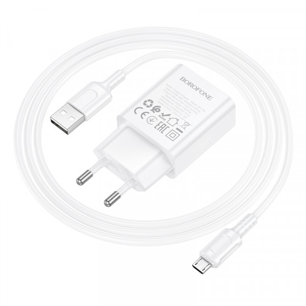Мережевий зарядний пристрій BOROFONE BA110A Lemi single port charger set (Micro) (EU) White (6941991126956)