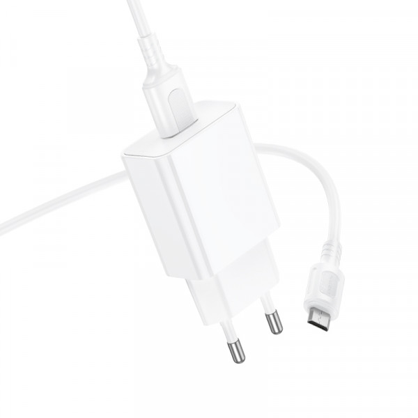 Мережевий зарядний пристрій BOROFONE BA110A Lemi single port charger set (Micro) (EU) White (6941991126956)
