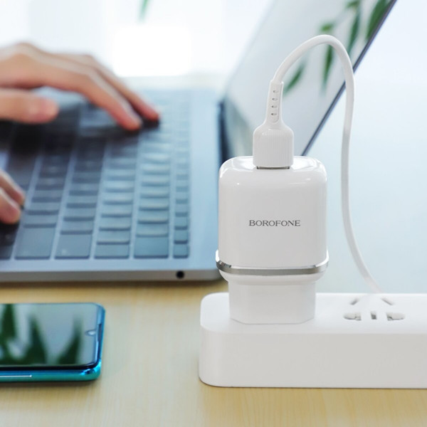Мережевий зарядний пристрій BOROFONE BA36A High speed single port QC3.0 charger set 18W(Type-C) Білий