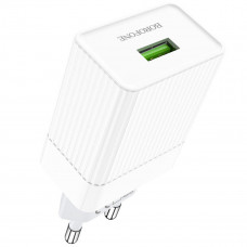 Мережевий зарядний пристрій BOROFONE BA47A Mighty speed single port QC3.0 3A 18W Білий