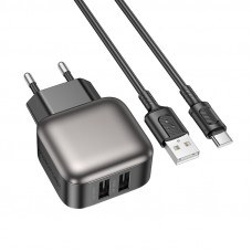 Мережевий зарядний пристрій BOROFONE BAS51A Absolute dual-port charger set(Type-C) Black (6941991116131)