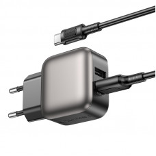 Мережевий зарядний пристрій BOROFONE BAS51A Absolute dual-port charger set(Type-C) Black (6941991116131)