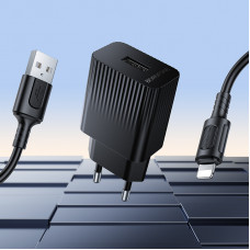 Мережевий зарядний пристрій BOROFONE BAS71A Source single-port charger set(iP) Black (6941991122576)
