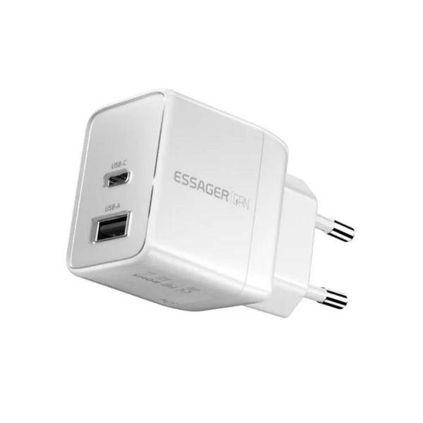 Мережевий зарядний пристрій ESSAGER ECT33W Gan 1USB 1T-C 33W white