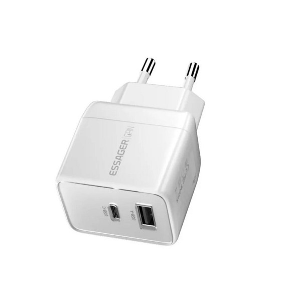 Мережевий зарядний пристрій ESSAGER ECT33W Gan 1USB 1T-C 33W white