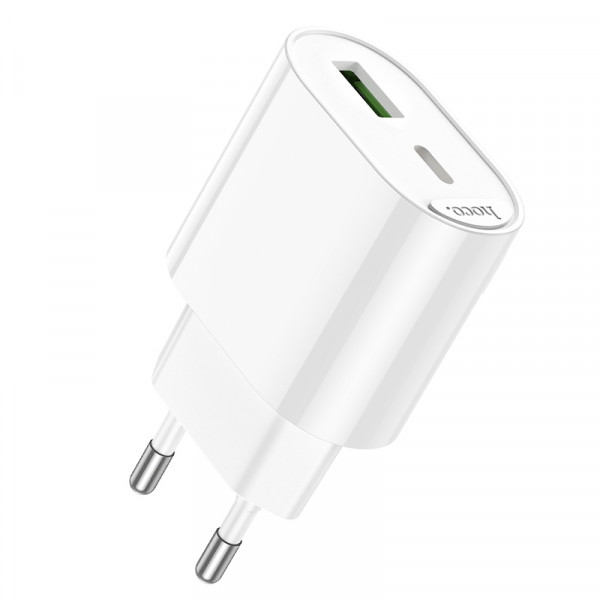 Мережевий зарядний пристрій HOCO C109A(PD20W+QC3.0) Fighter PD20W+QC3.0 charger White (6942007656719)
