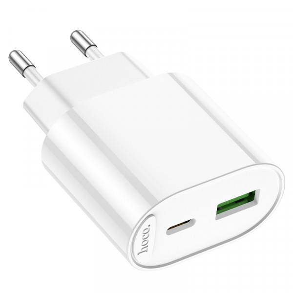 Мережевий зарядний пристрій HOCO C109A(PD20W+QC3.0) Fighter PD20W+QC3.0 charger White (6942007656719)
