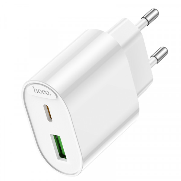 Мережевий зарядний пристрій HOCO C109A(PD20W+QC3.0) Fighter PD20W+QC3.0 charger White (6942007656719)