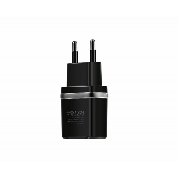 Мережевий зарядний пристрій HOCO C12 Smart dual USB (iP cable)charger set 12W Black