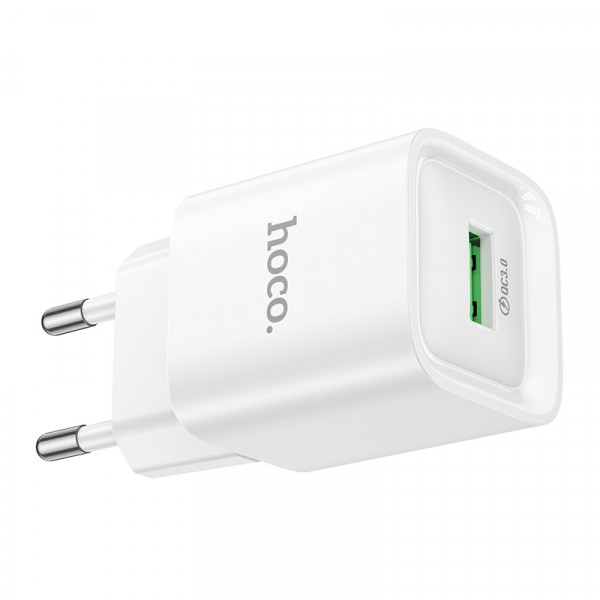 Мережевий зарядний пристрій HOCO C145A Charm single port QC3.0 charger (EU) White