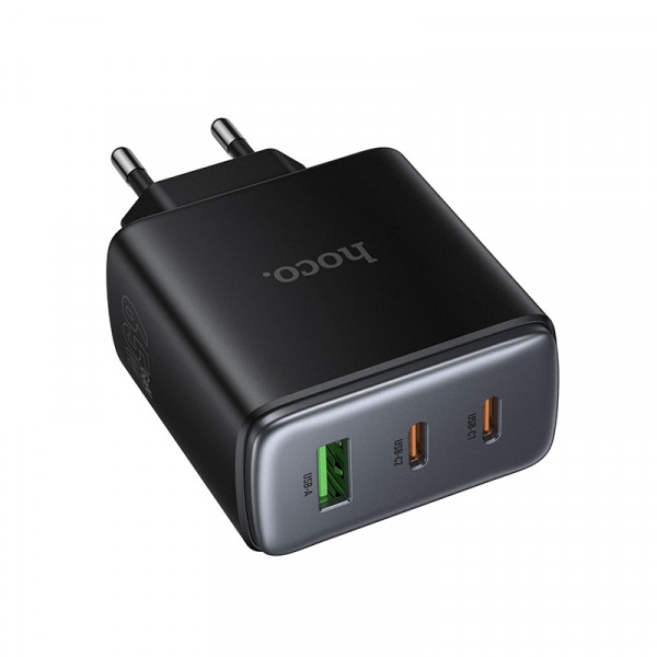 Мережевий зарядний пристрій HOCO C160A Upgrade PD65W(2C1A) charger Black (6942007672009)