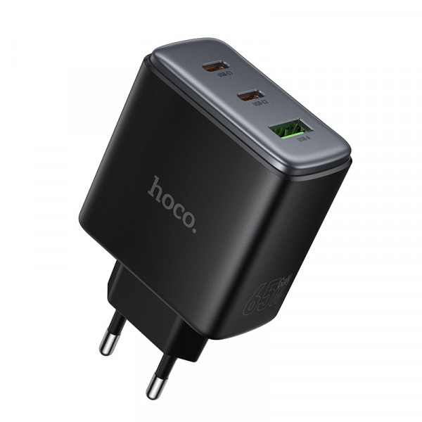 Мережевий зарядний пристрій HOCO C160A Upgrade PD65W(2C1A) charger Black (6942007672009)
