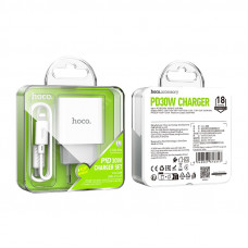 Мережевий зарядний пристрій HOCO C76A Pro Majestic single port PD30W charger set (C to iP)(EU) White (6942007616317)