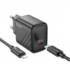 Мережевий зарядний пристрій HOCO CS22A Value single port PD30W charger set(C to iP) Black