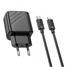 Мережевий зарядний пристрій HOCO CS22A Value single port PD30W charger set(C to iP) Black
