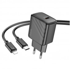 Мережевий зарядний пристрій HOCO CS22A Value single port PD30W charger set(C to iP) Black