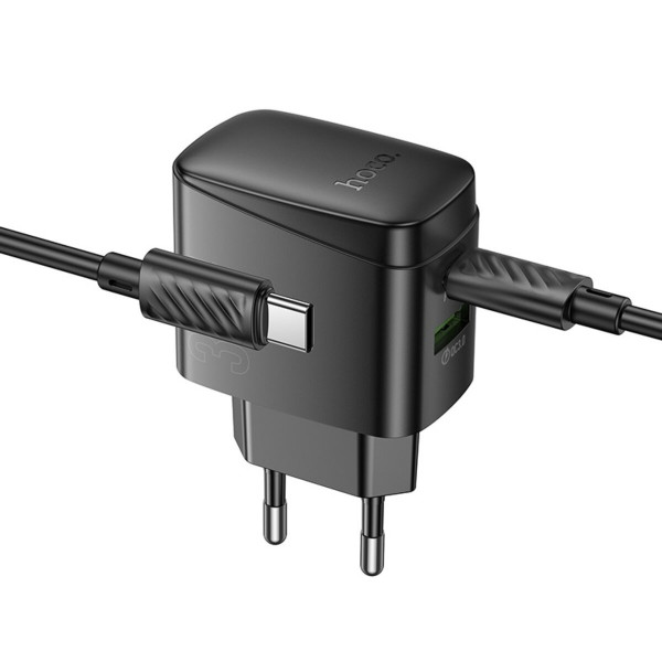 Мережевий зарядний пристрій HOCO CS61A Bright PD30W+QC3.0 charger set (C to C)(EU) Чорний