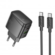 Мережевий зарядний пристрій HOCO CS61A Bright PD30W+QC3.0 charger set (C to C)(EU) Чорний