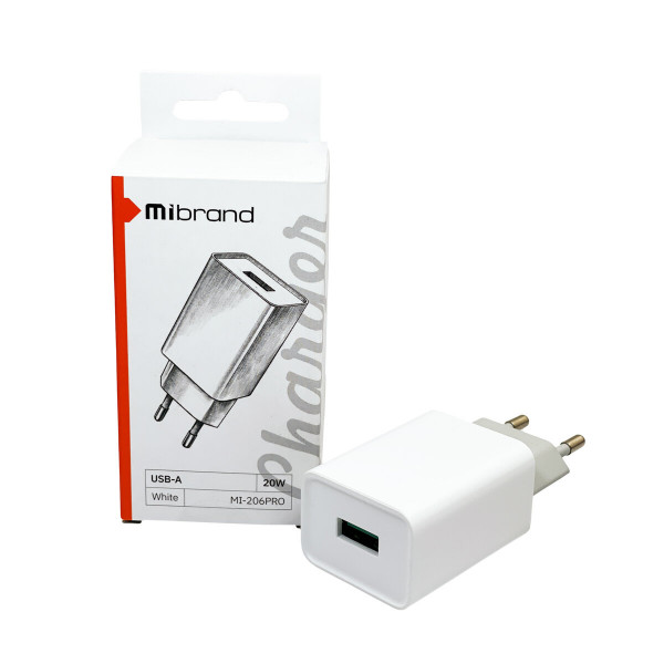 Мережевий зарядний пристрій Mibrand MI-206C Travel Charger USB-A + USB-C 10.5W White