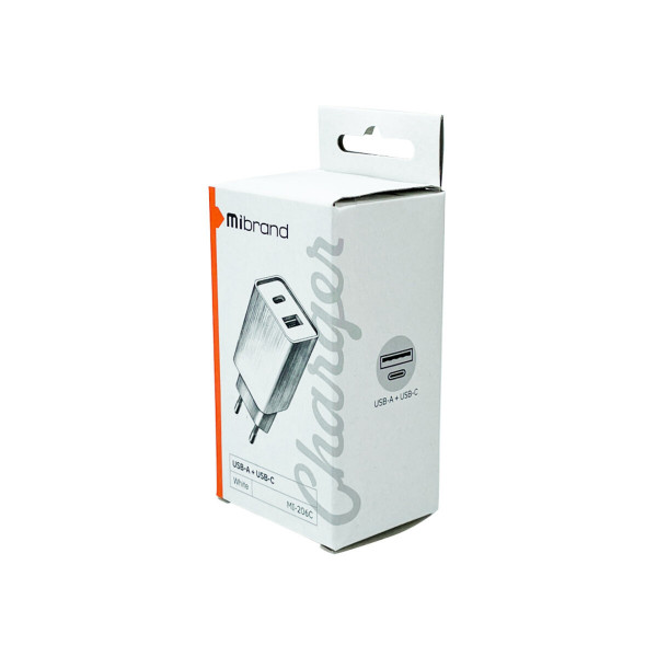 Мережевий зарядний пристрій Mibrand MI-206C Travel Charger USB-A + USB-C 10.5W White