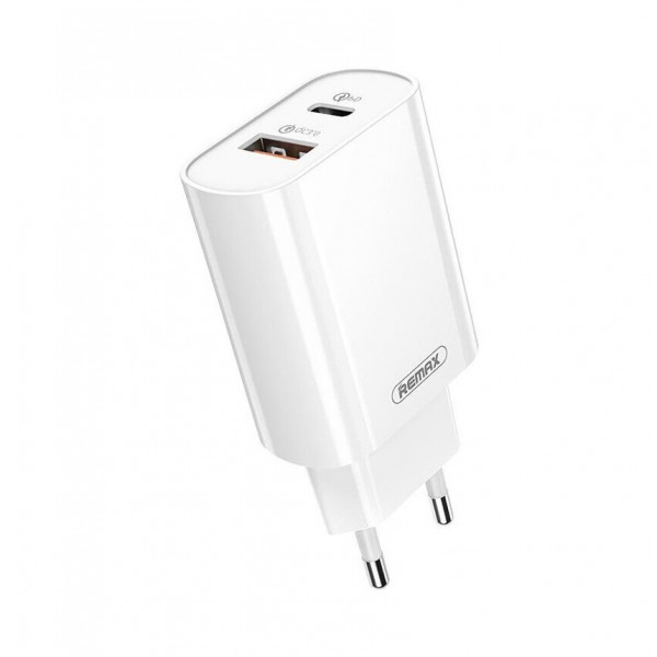 Мережевий зарядний пристрій REMAX Jane Series QC3.0+PD 20W GaN Fast Charger RP-U37 EU-White (6954851244929)