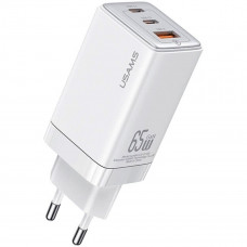 Мережевий зарядний пристрій Usams US-CC180 65W ACC 3 Ports GaN Fast Charger (EU) - Sandru series Білий