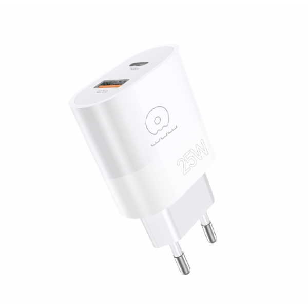 Мережевий зарядний пристрій WUW-C251 25W PD USB-C + USB QC3.0 18W (6972573338641)