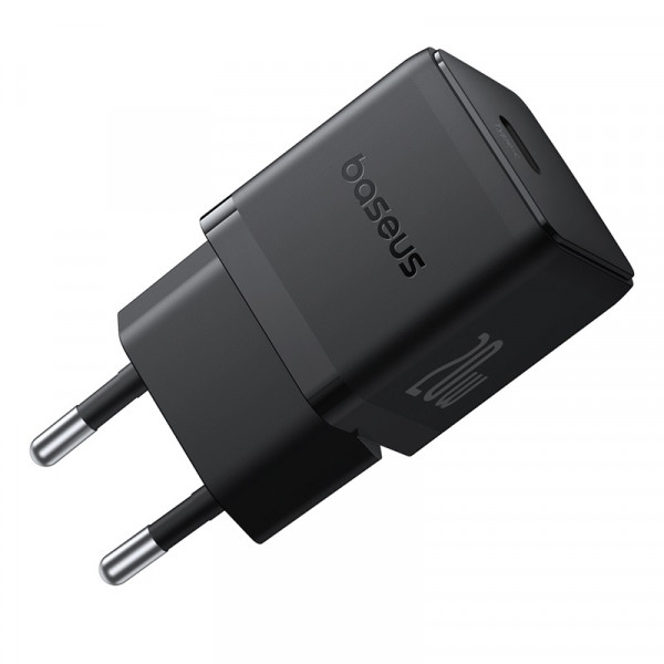 Мережевий зарядний пристрій з кабелем Baseus Palm Fast Charger 1C 20W EU Cosmic Black set USB-C to iP 20W 1m (E0116401)