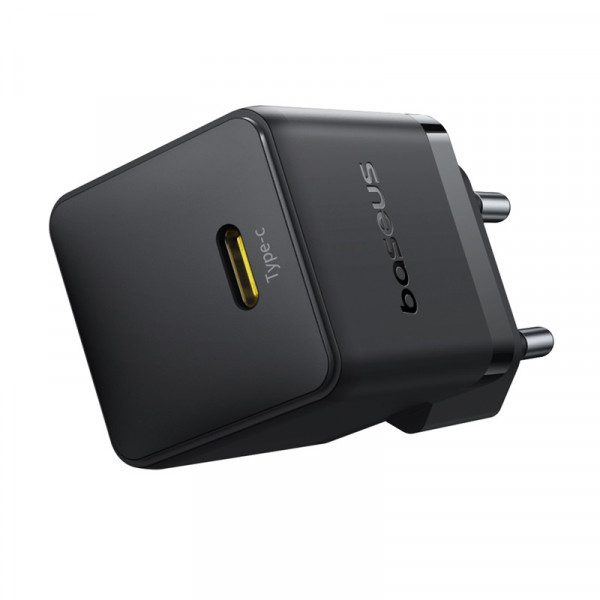 Мережевий зарядний пристрій з кабелем Baseus Palm Fast Charger 1C 20W EU Cosmic Black set USB-C to iP 20W 1m (E0116401)