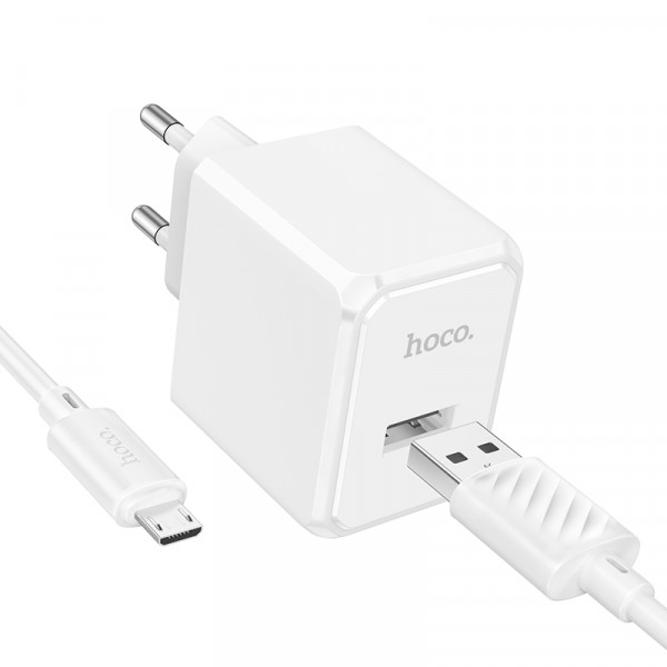 Мережевий зарядний пристрій з кабелем HOCO CS11A Ocean single port charger set(Micro) White (6942007603591)