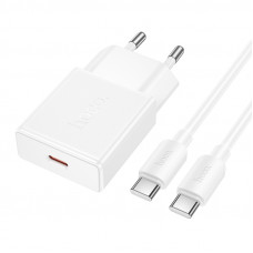 Мережевий зарядний пристрій з кабелем HOCO N72 Speed single-port PD20W ultra-thin charger set(C to C)(EU) (6942007661140)