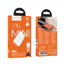 Мережевий зарядний пристрій з кабелем HOCO N72 Speed single-port PD20W ultra-thin charger set(C to C)(EU) (6942007661140)