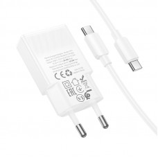 Мережевий зарядний пристрій з кабелем HOCO N72 Speed single-port PD20W ultra-thin charger set(C to C)(EU) (6942007661140)
