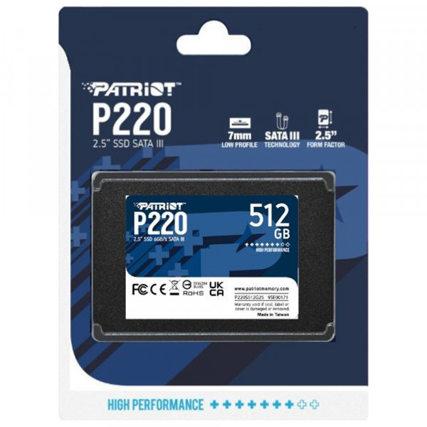 Накопичувач SSD Patriot P220 512GB 2.5" 7mm SATAIII