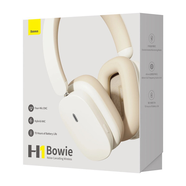 Навушники Baseus Bowie H1 Noise-Cancellation Wireless Headphones Creamy-Білий