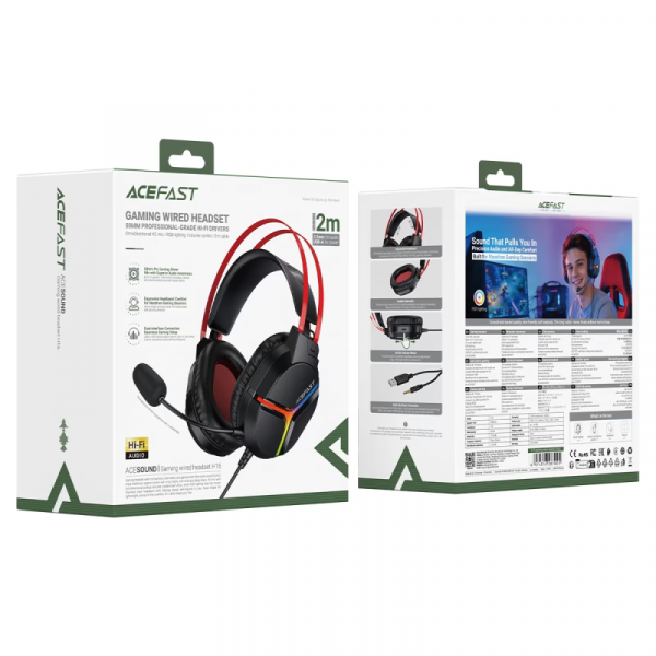 Навушники ігрові ACEFAST H16 gaming wired headset Black (6974316287025 )