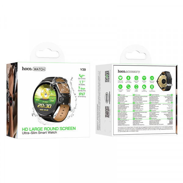Смарт-годинник HOCO Y39 43mm. 280 mAh. IP67 Smart watch(call version) Black (6942007673259)
