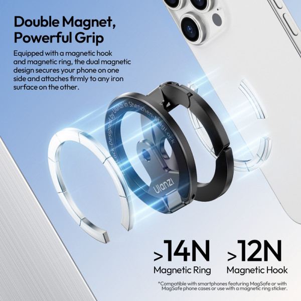 Тримач Ulanzi MA02 MagLock Dual Magnetic Phone Stand(Black) (M067)